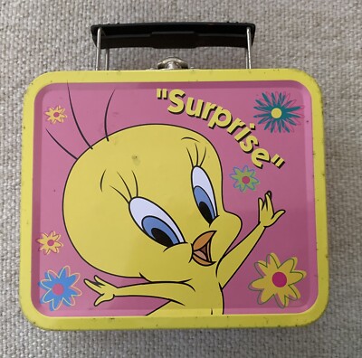 VINTAGE TWEETY BIRD MINI LUNCH BOX, Trinket Box, Looney Tunes Warner Bros