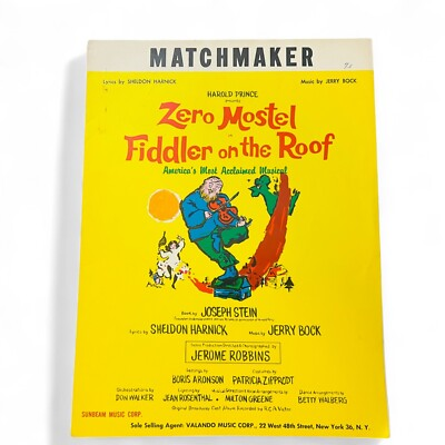 #ad Matchmaker Sheet Music – Fiddler on the Roof – Zero Mostel – Vintage Broadway $5.00