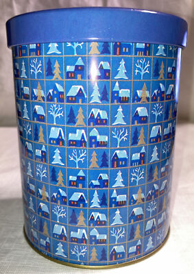 Round Tin Can Medium Storage Container Christmas    Holiday   