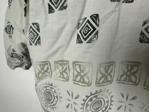 Vintage 90s Cherokee Hawaiian Shirt Men Large Geometric Tribal Tiki Cotton FLAW - Picture 9 of 14