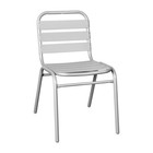2 Pack Outdoor Patio Slats Back Design Restaurant Chair with Silver Metal Frame