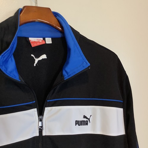 Puma Athletic Track Jacket Men’s XXL Color Block Black Blue Warm Up Workout - Picture 3 of 6