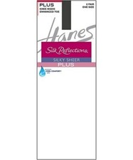 Hanes Silk Reflections Plus Knee Highs Tights Enhanced Toe 2-Pack