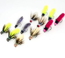 12 Mop Jig Nymph Fly Assortment | Tungsten Bead and Barbless Hook | Fly Fishi...