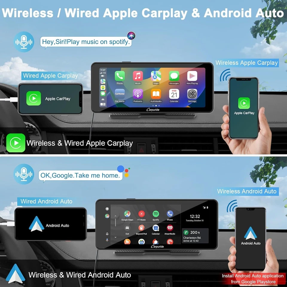 Carpuride 6.86” Carplay Android Auto Autoradio Touchscreen Auto Stereo Empfänger - Bild 2 von 4