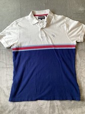 Barbour Polo Shirt Men  s Medium Short Sleeve White Navy Blue