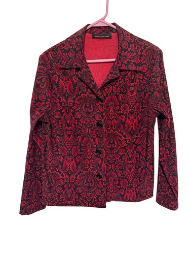 Briggs New York Shirt Jacket Black Red Paisley Microfiber Womans M