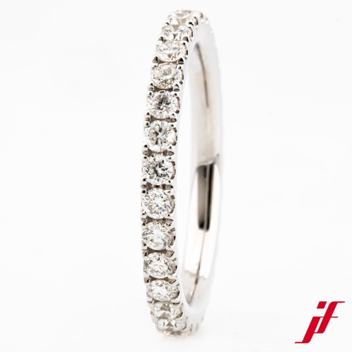Ring Memoire Eternity 750/18K White Gold Diamonds Brillants 1.05 ct Size 54