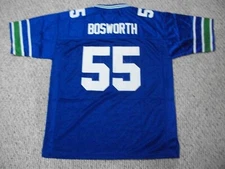 BRIAN BOSWORTH Unsigned Custom Seattle Sewn New Football Jersey Size S-3XL Bl/Wh