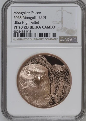 2023 Mongolia FALCON 50g Copper NGC PF70 UCAM Ultra High Relief 5000 Mintage!