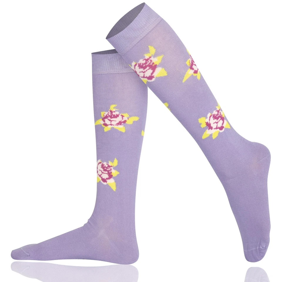 Mysocks Hauteur Genou Rose Chaussettes, sans Couture Orteil, Coton Peigné - Photo 2/4