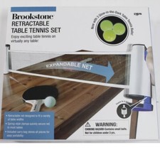 Brookstone Retractable Expandable Table Tennis Set Ping Pong Balls Net Paddles
