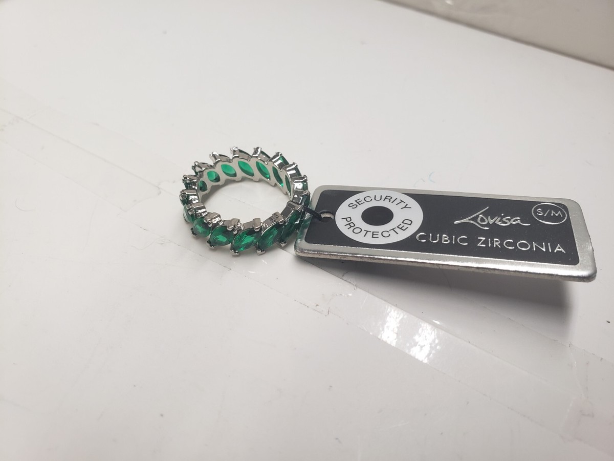 Lovisa Rhodium Emerald Cubic Zirconia Navette Ring