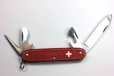 VICTORINOX 1950's Pioneer Farmer Red Alox Swiss Army Knife w/ OLD CROSS