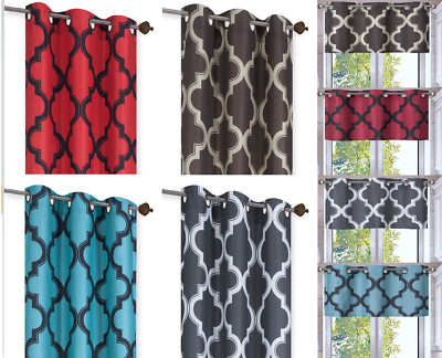 MOROCCAN PRINT GROMMET LINED PANEL/VALANCE ASSORTED 2-TONE COLORS MIX MATCH 