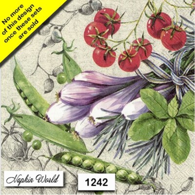 (1242) TWO Individual Paper LUNCHEON Decoupage Napkins - VEGETABLES PEAS ONION