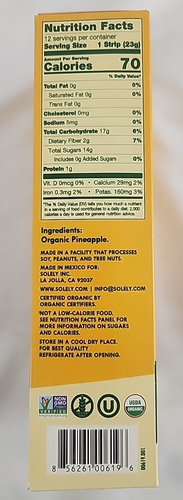 Solely Organic Fruit Jerky Pineapple 12 Strips EXP 5/25 - Picture 3 of 3