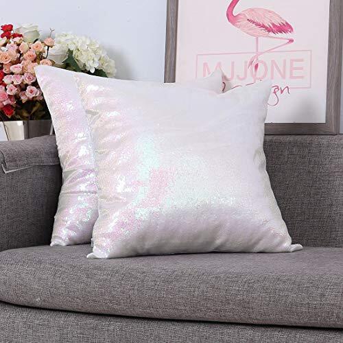 18x18inches Sequin Decorative Pillow Covers Satin 18"x18", Pack-2 Iridescent - Foto 5 di 6