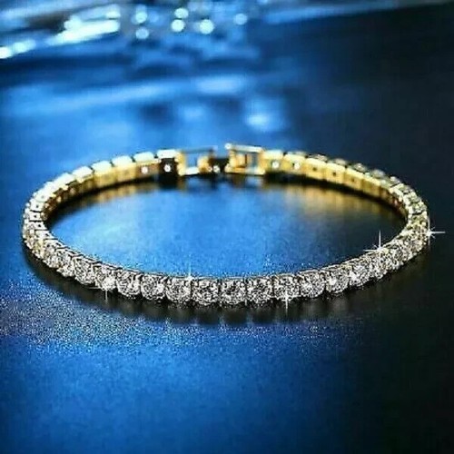 10TCW Lab-Created Diamond Tennis Bracelet In 10k Yellow Gold Finish 7 Inch - Picture 3 of 3