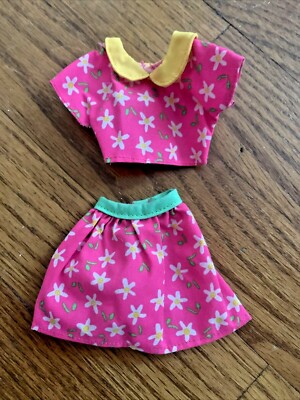 Vintage BARBIE DOLL Outfit He Loves ME He Loves Me NOT Floral Skirt & Top RARE