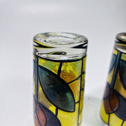 Stained Glass Tumblers Tulip Design 5-3/4" Retro Vintage 14 Ounce Set of 2 - Picture 15 of 17