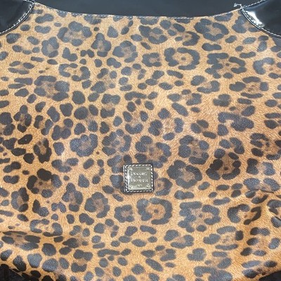 Dooney & Bourke Leopard Print Shoulder large Bag Magnetic Snap Brown/Black Gold