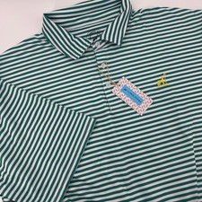 Proud Ninety Mens 3X Green White Striped Golf Polo Shirt Short Sleeve NWT