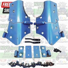 97-06 Jeep Wrangler Tj Hinges Set W Screws Windshield Lower Door Intense Blue