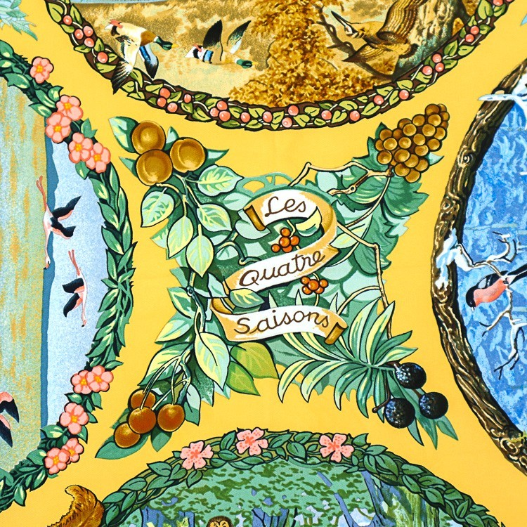 Hermes Carre90 Large Scarf LES QUATRE SAISONS Four Seasons 100