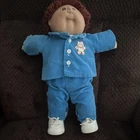 Cabbage Patch Kids Vintage 1982 16in Boy Doll Brown Curly Hair Brown Eyes Signed