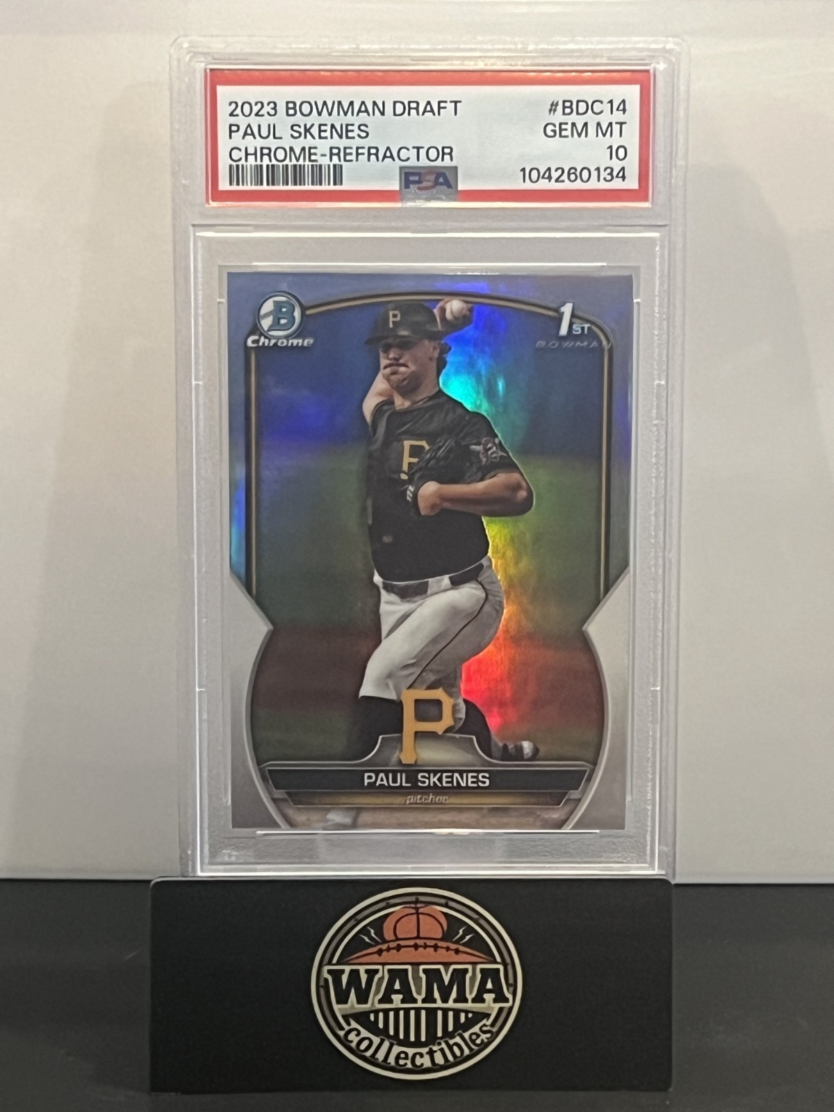 Paul Skenes 1st Bowman 2023 Chrome Refractor PSA Gem Mint 10 Pirates