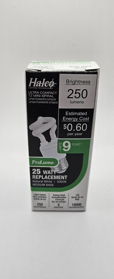 Halco Ultra Compact T2 Mini Spiral Prolume 60W Replacement 800 Lumen Last 9 Year - Image 2 of 4