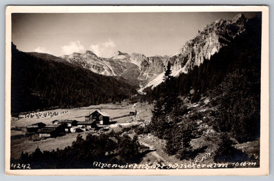 RPPC Alpenwirtschaft Schnitzeralm Austria 1616m Alpine Mountain Postcard