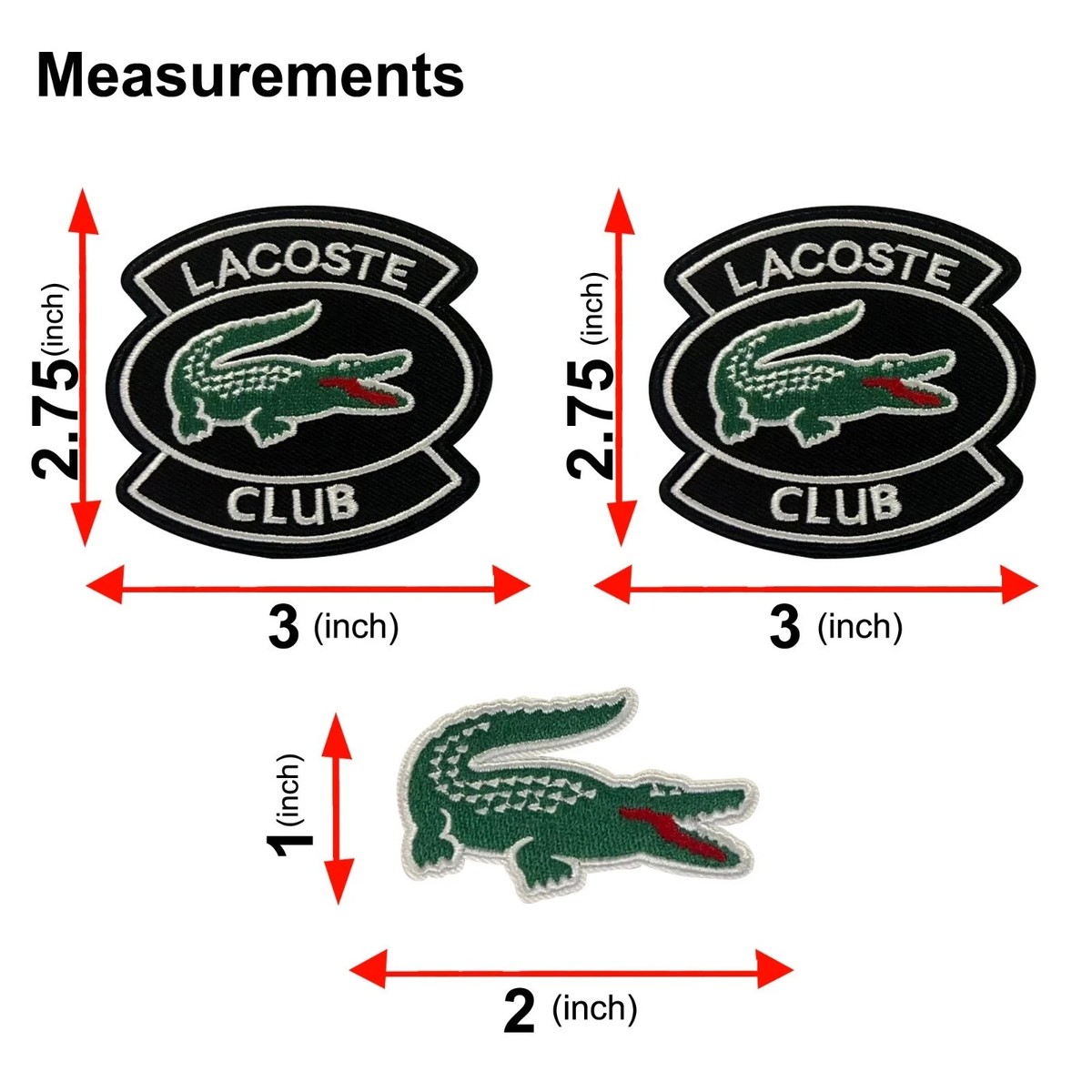 Lacoste Alligator Patch set Lot Of 3 Patches Sew or Iron On | eBay