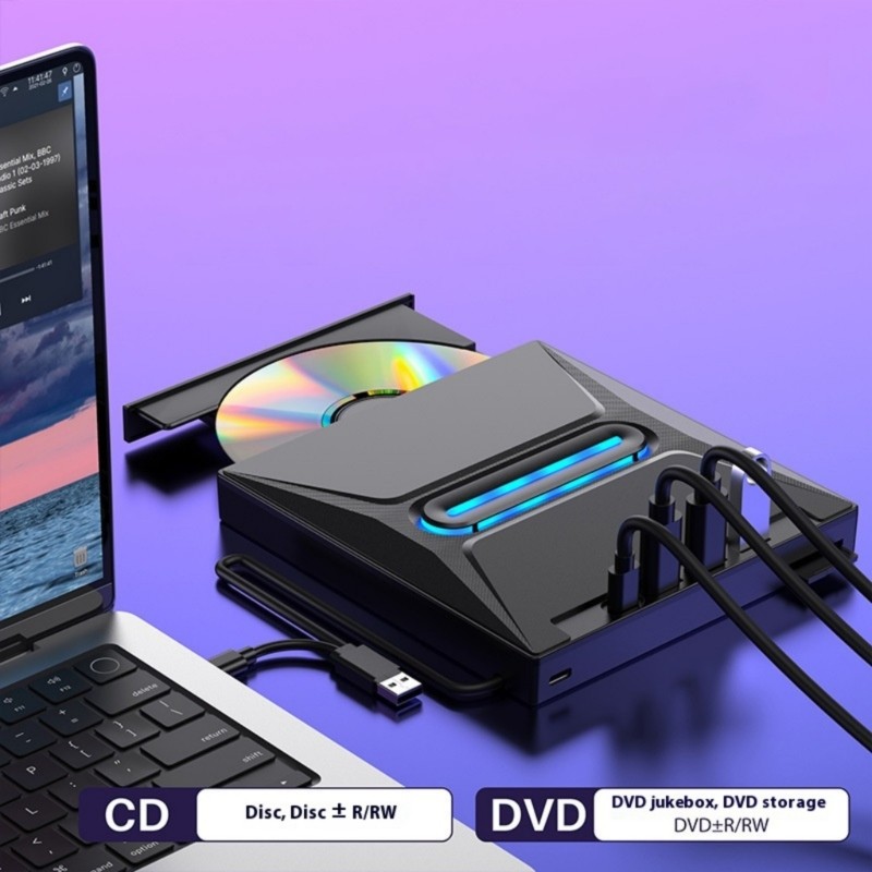 7 Port External USB3.0 External Disk Drive Player Portable Disc Burning