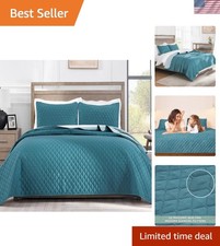 Reversible King Size Quilt Bedding Set with Pillow Shams, Lightweight Quilts ...