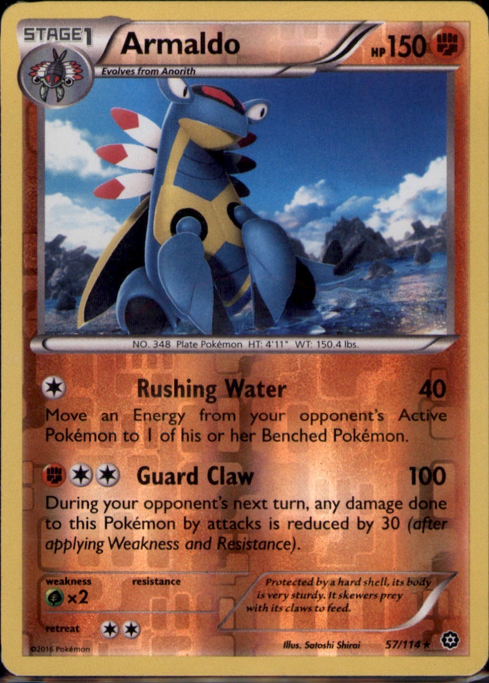 Armaldo Reverse Holo Rare XY - Steam Siege 57/114 NM