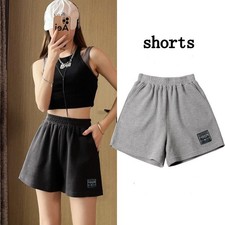 Womens Sports Shorts Loose Fit Sweatpants Drawstring Waist Casual Knitted Pants 