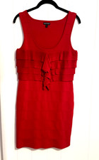 Express Womens Red Bandage Bodycon Dress Size L Large Tiered Ruffle Cocktail 