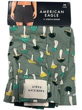 NWT AMERICAN EAGLE 4" Stretch Boxer Sz XS Green White Yellow Mushrooms 40
