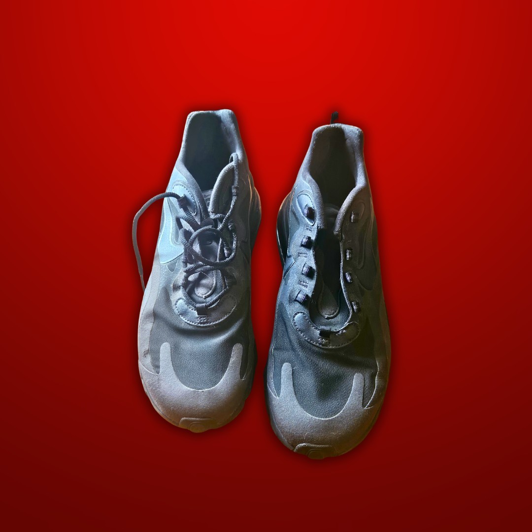 Used Black Nike Air Max 270 React Athletic Sneake… - image 3