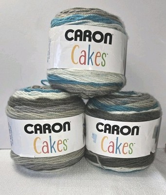 Lot of 3 Caron Cakes Cake Pop Yarn Blue Gray White Wool Blend 383 Yds ea