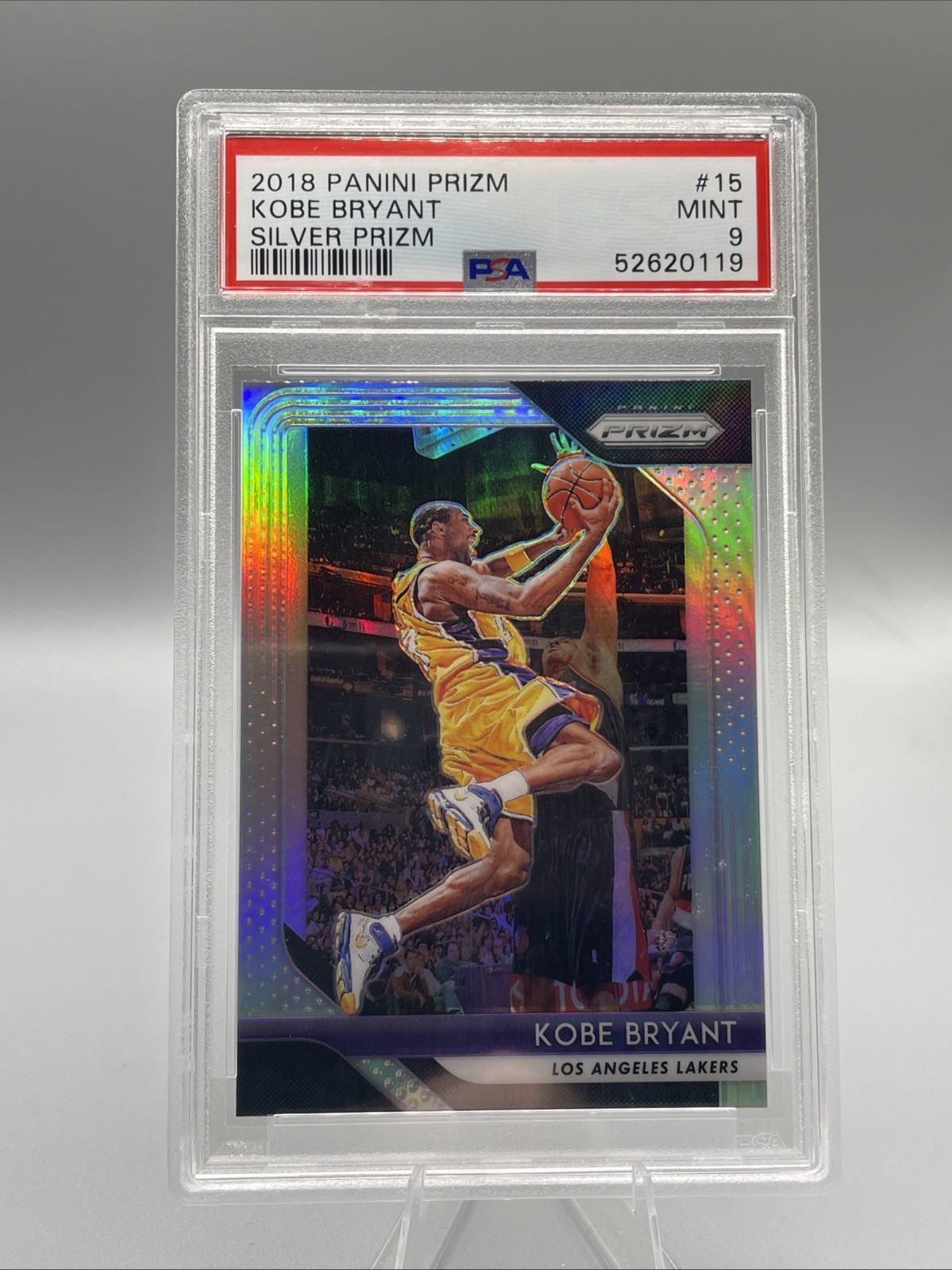 2018 PANINI PRIZM SILVER PRIZM KOBE BRYANT PSA 9 MINT view 1