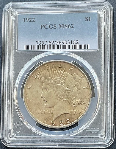 1922-P (Philadelphia) Peace Silver $1 Dollar - Nice Coin - #WD79 - PCGS MS62