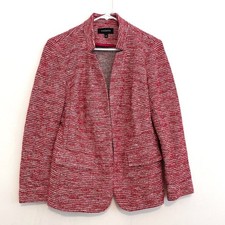 TALBOTS Berkeley Tweed Knit Jacket Red White Black Textured Notch Neck Blazer 8