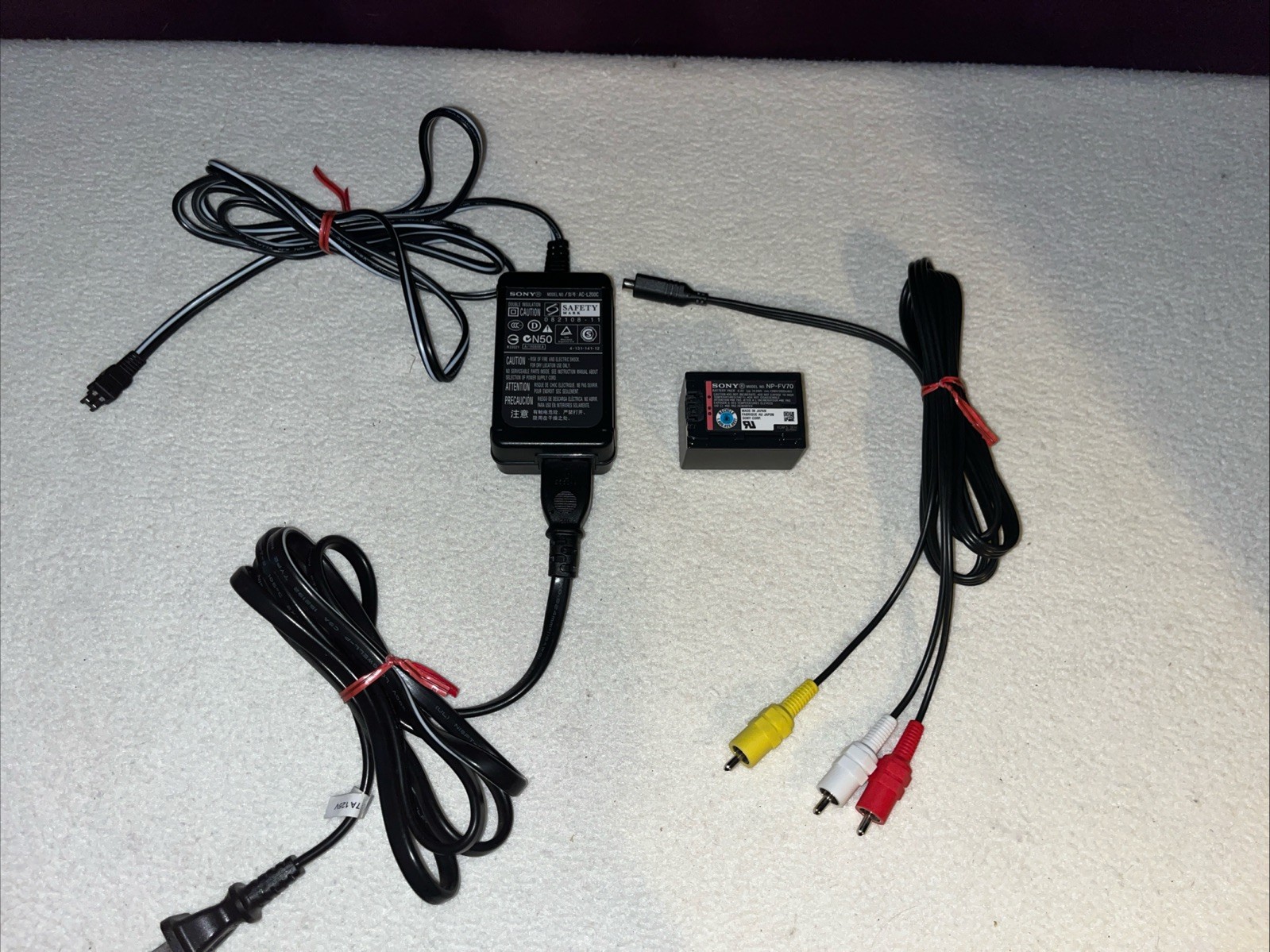 Sony Power Supply Adapter AC-L200 & AV Audio Video TV Cable 