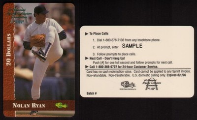 $20 Nolan Ryan Baseball 16. National Sports Convention 1995 Sample Telefonkarte
