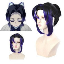 Anime Demon Slayer Kochou Shinobu Cosplay Wig Black Purple Mixed Party Hair