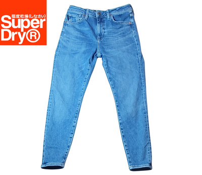 Superdry Damen Skinny Jeans Blau High Rise Gr. W27 L28 Premium Cotton Denim