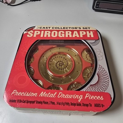 Spirograph Die Cast Collectors Set Precision Metal Drawing Pieces Curves Art Tin